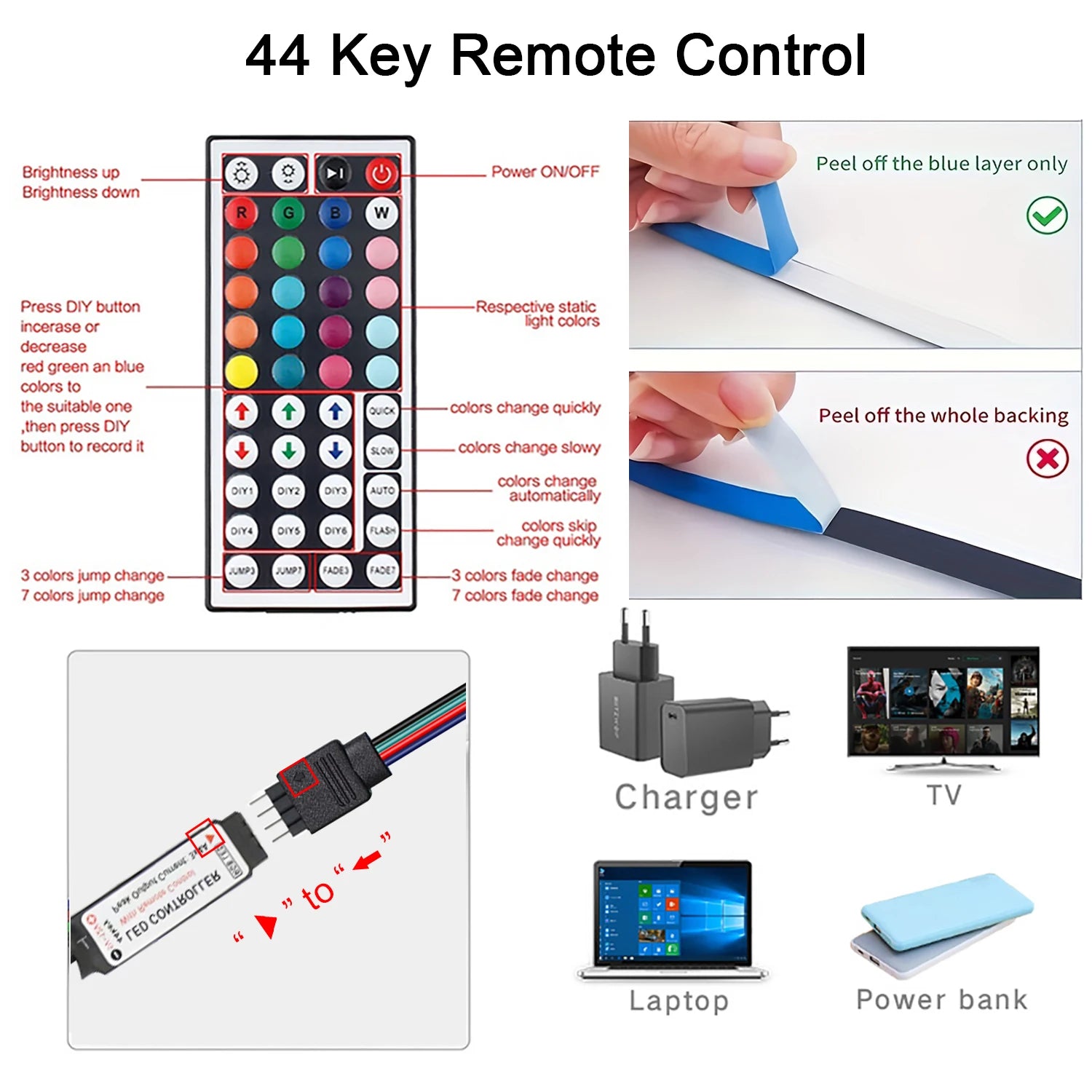 LED Strip Lights with Remote